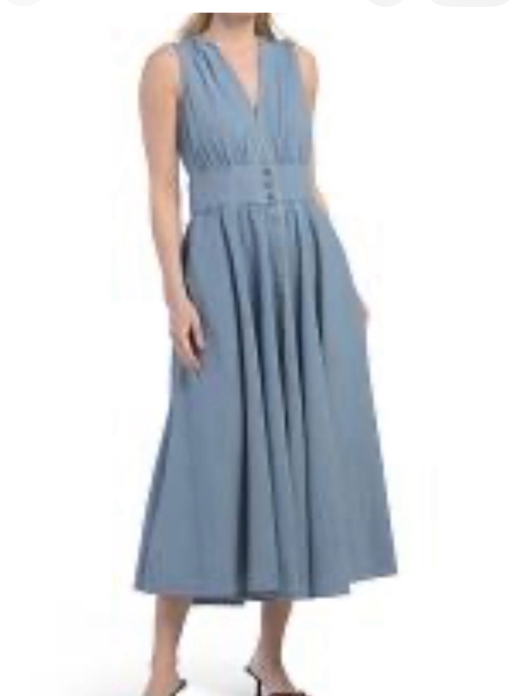 Nwt Kobi Halperin Ella Denim Midi Dress M Light Indigo Fit & Flair